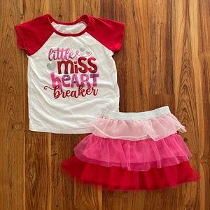 Way to Celebrate! Valentine’s Day Metallic Tee and Tutu Skirt Size 3T